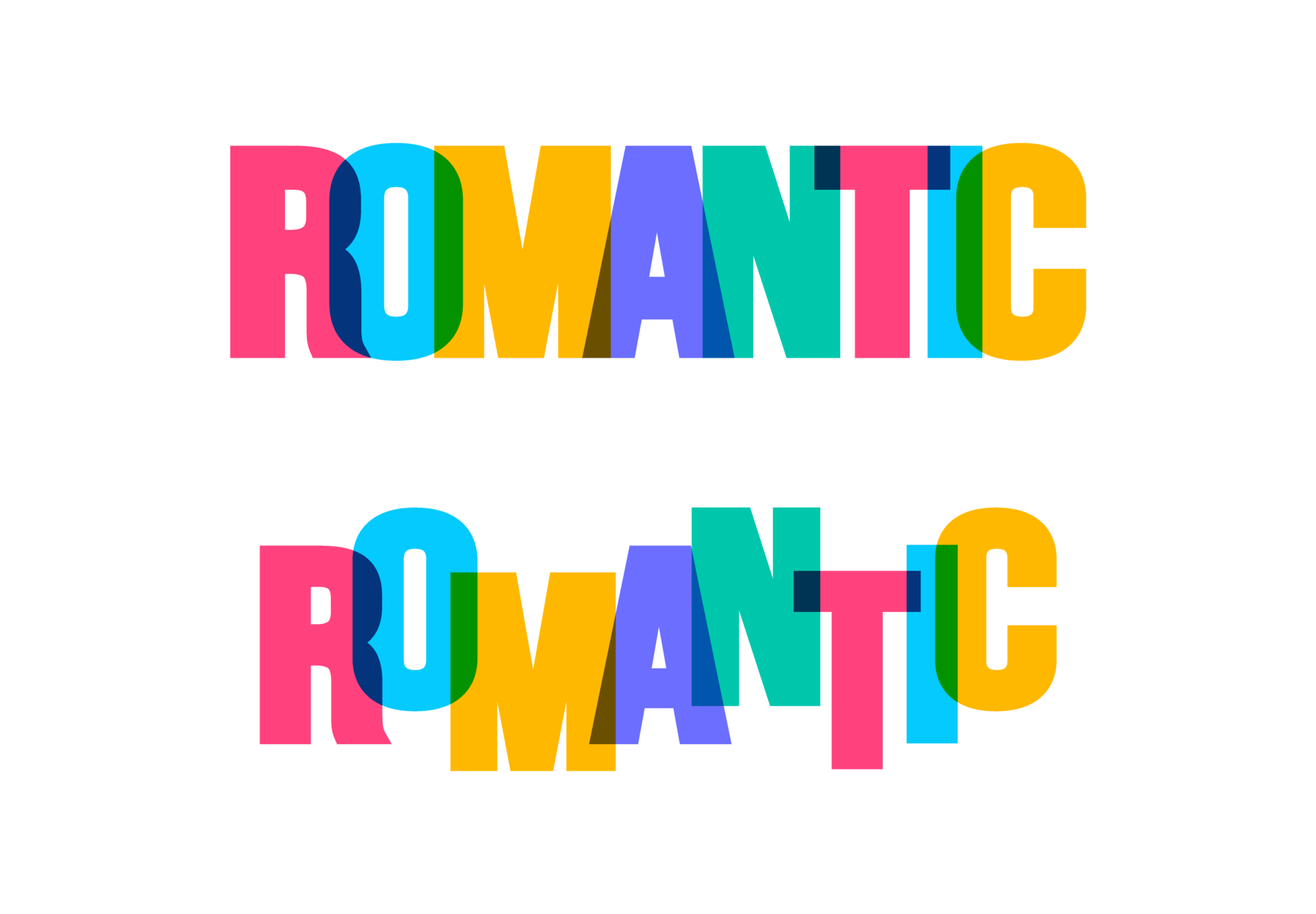 Romantic colorful lettering text font typography png banner design