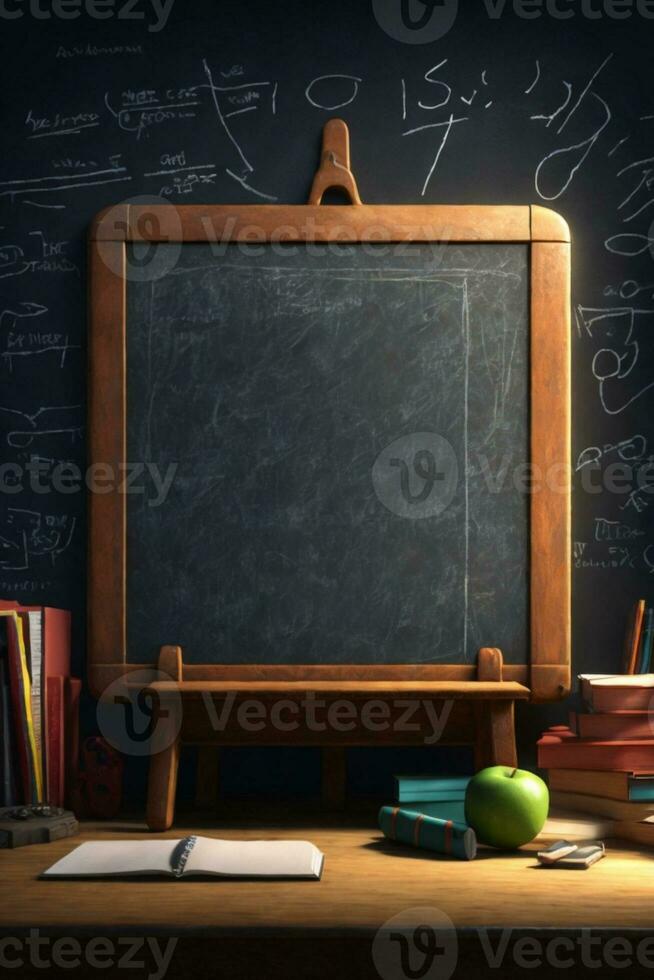 Vintage blackboard or school slate. AI generated photo