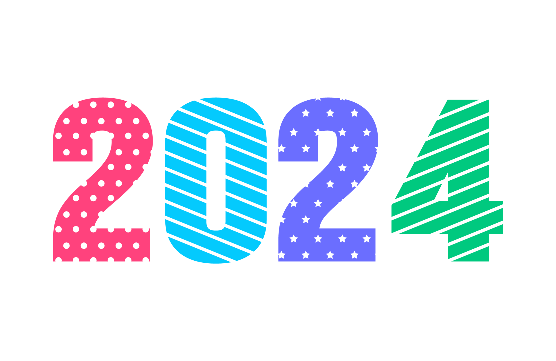 2024 Happy New Year colorful Text logo typography design concept. Xmas