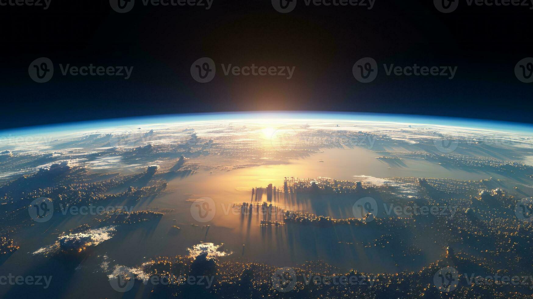 The earth taken from a space shuttle. Generative AI photo