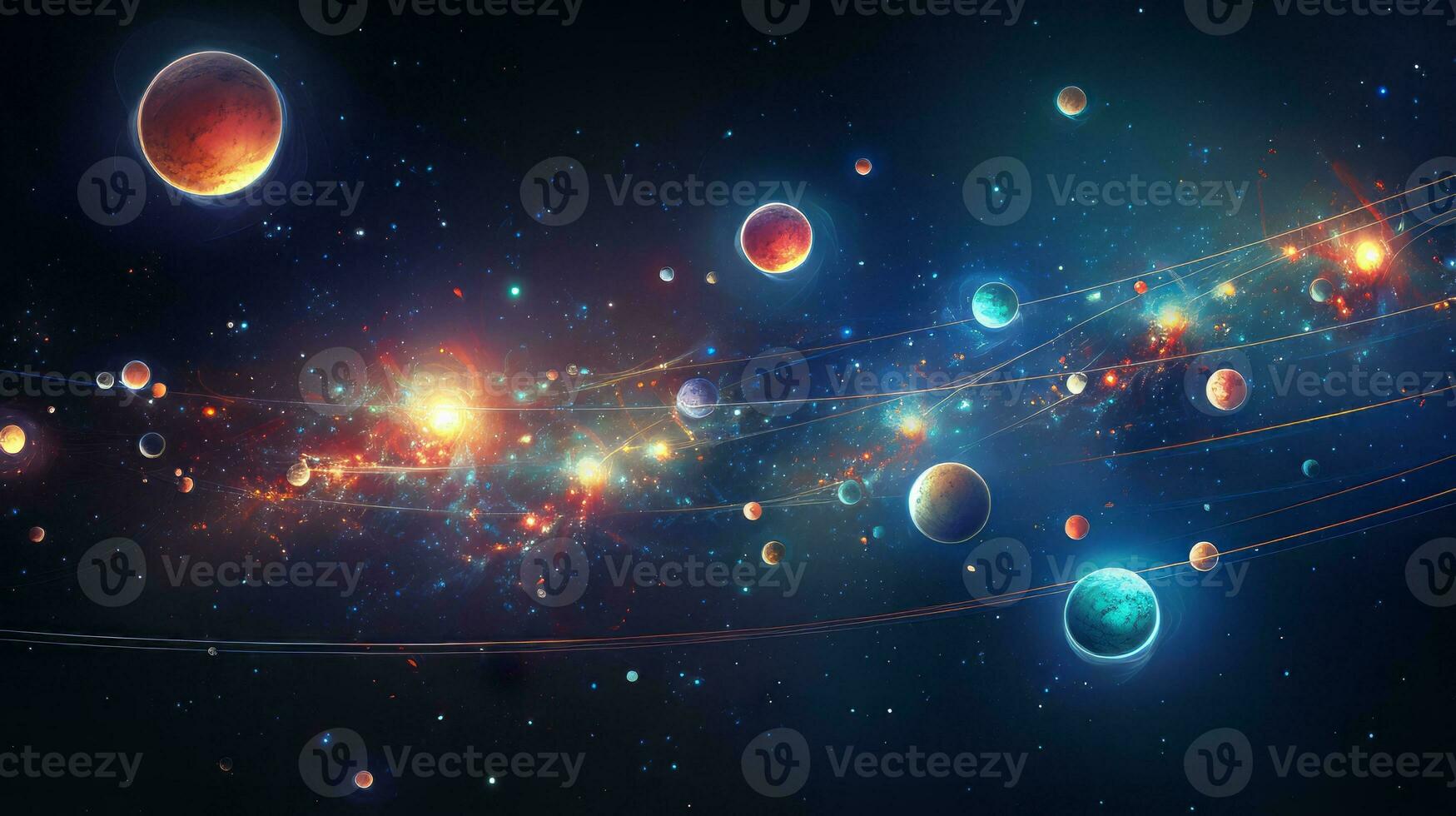 Abstract celestial composition celestial bodies energy. Generative AI photo