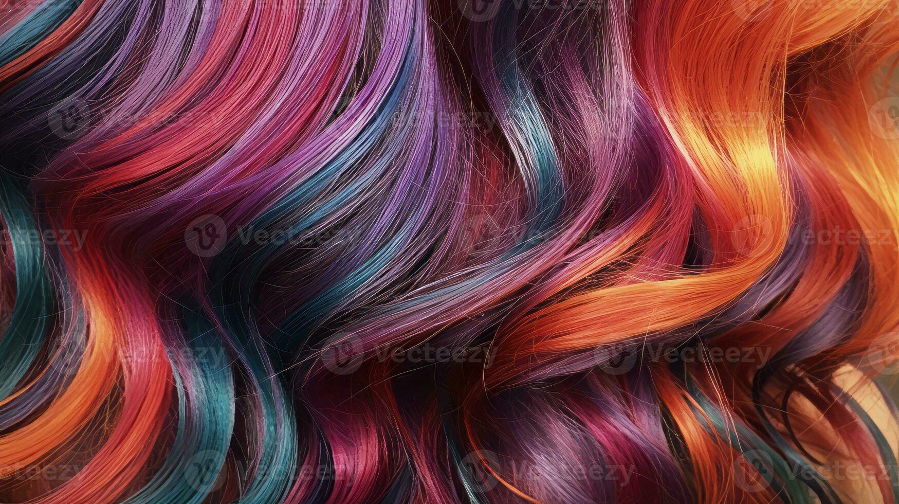 Close up of ever changing hair color patterns. Generative AI photo