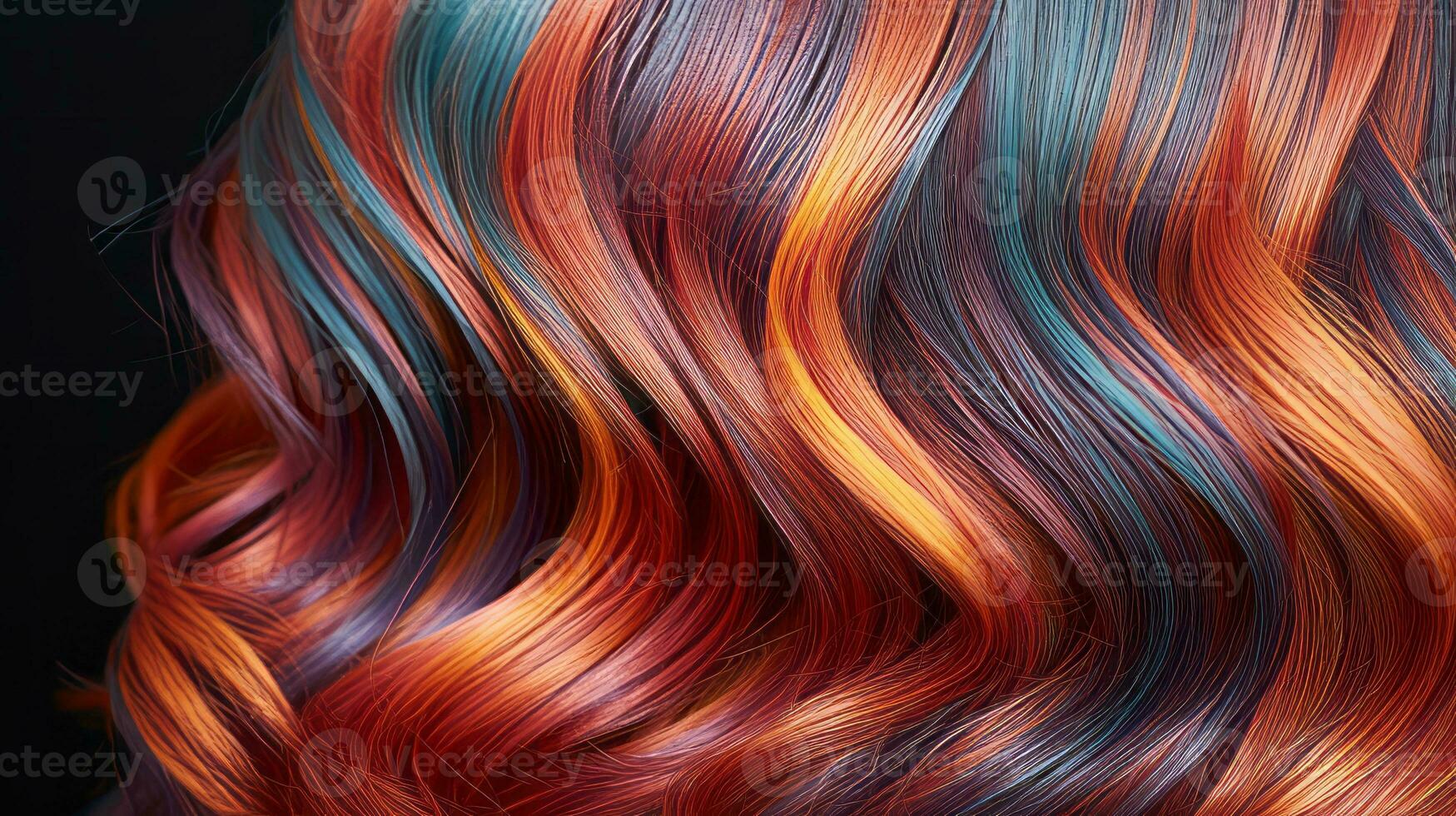 Close up of ever changing hair color patterns. Generative AI photo