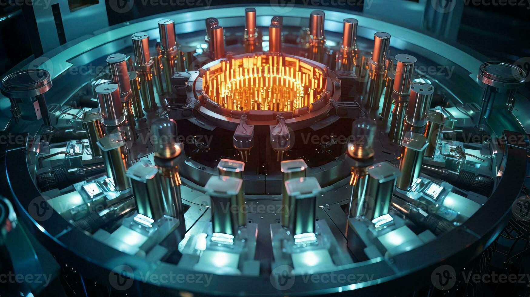 Close up of nuclear reactor's fuel assembly. Generative AI photo