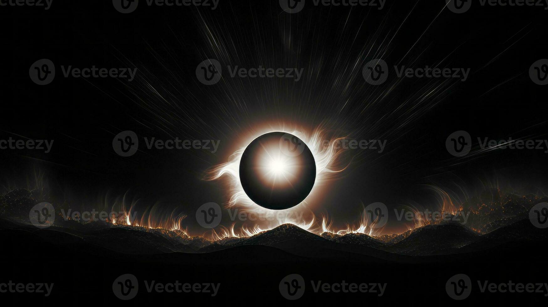 Celestial event solar eclipse. Generative AI photo