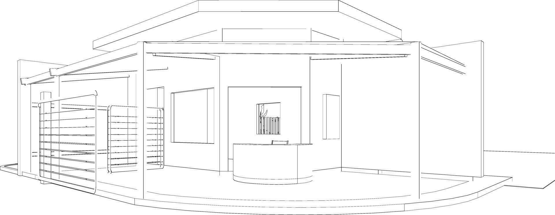 3D illustration of building project vector