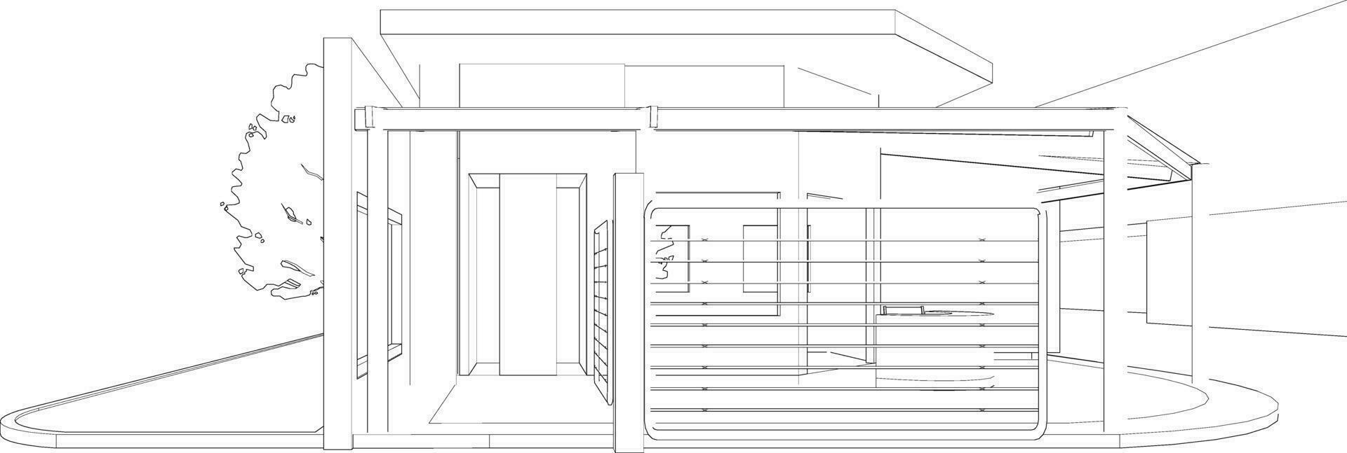3D illustration of building project vector