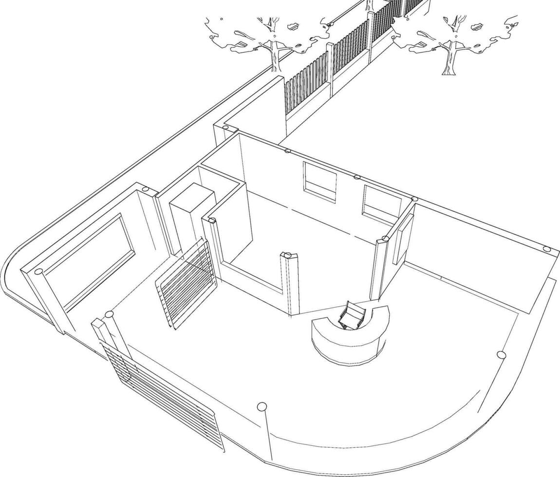 3D illustration of building project vector