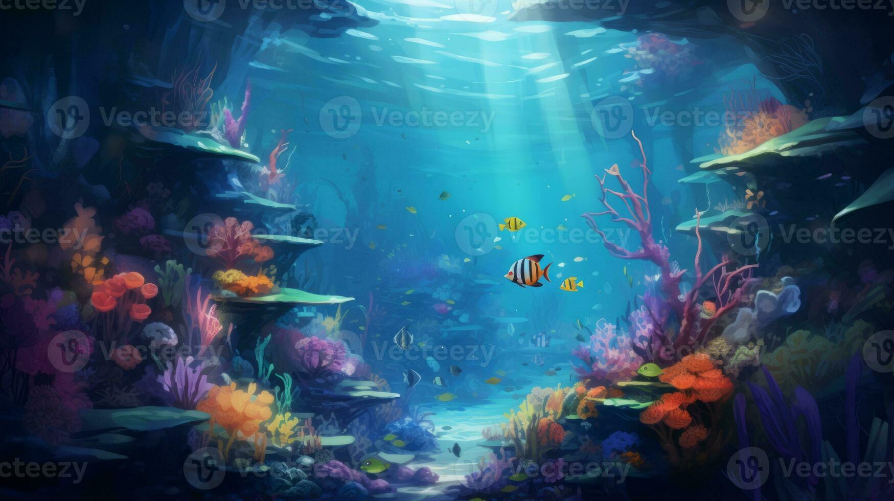 Surreal Underwater World. Generative AI photo