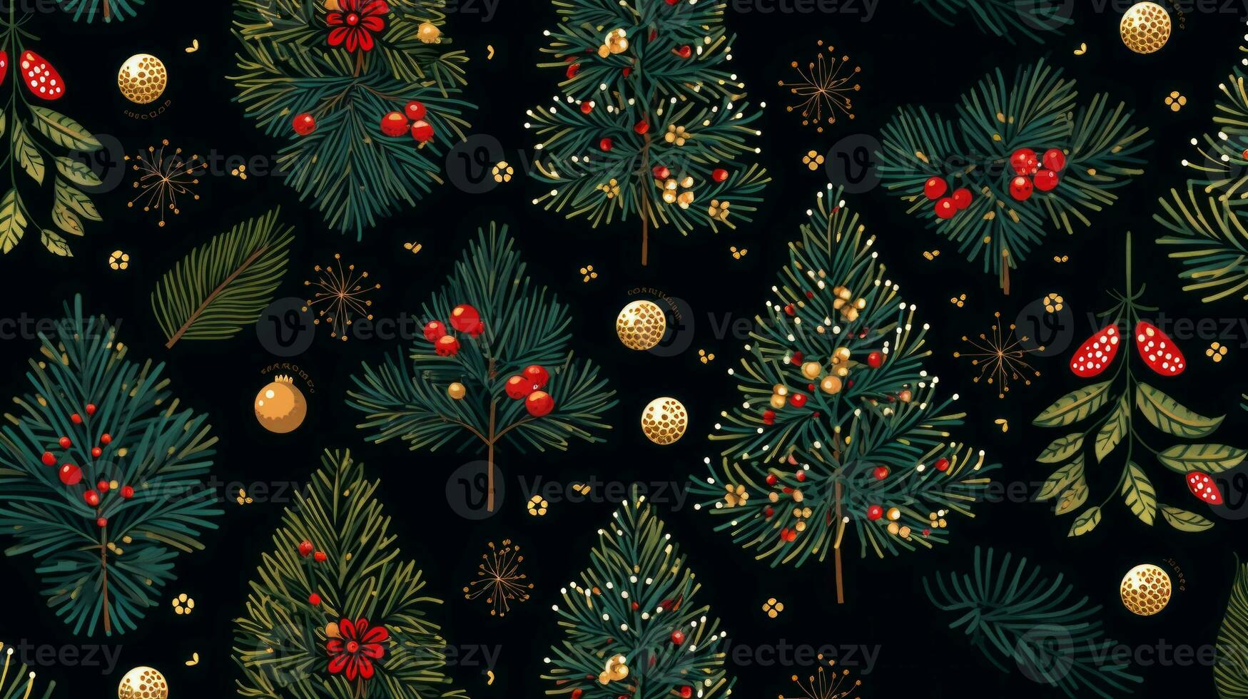 Mesmerizing holiday pattern, Christmas aesthetics. Generative AI photo
