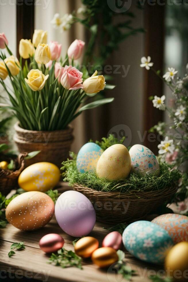 Pascua de Resurrección decoración. ai generado foto