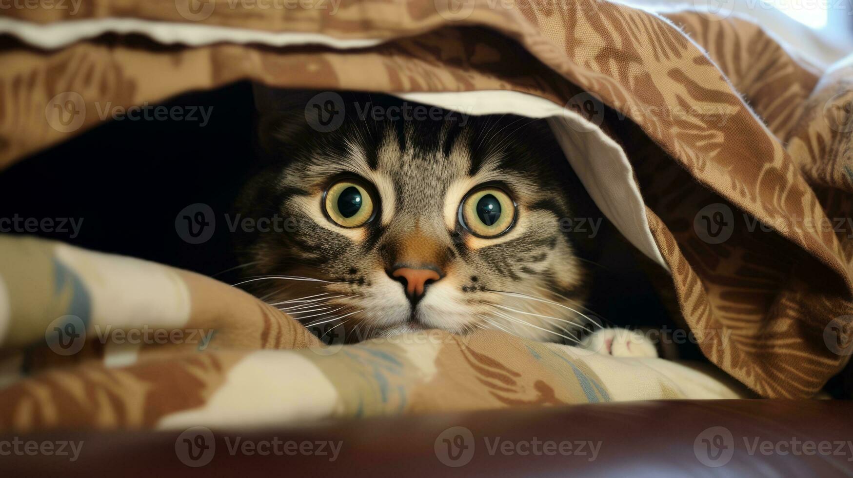 Sneaky Kitty in Hide and Seek Game. Generative AI photo