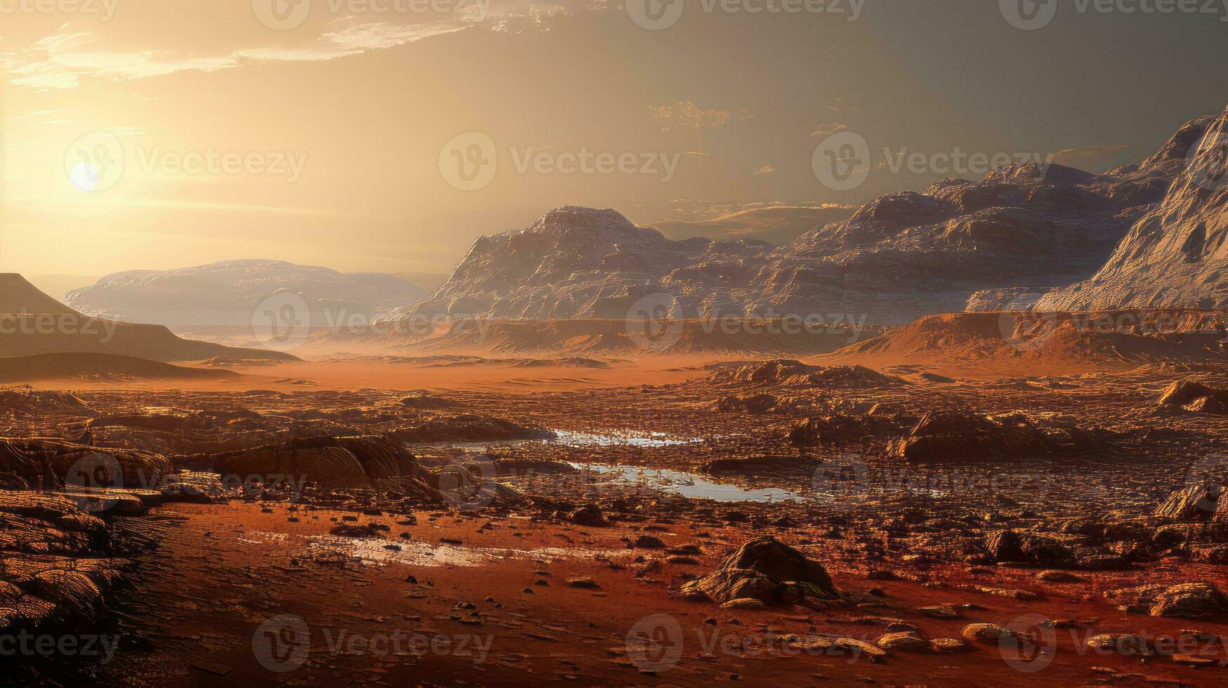 Rugged mountain landscape with rocky terrain. Generative AI photo