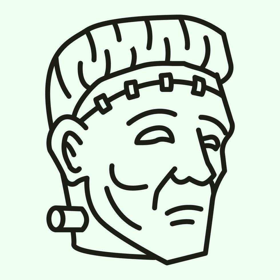 Vector Line art illustration Frankenstein. Simple Frankenstein. Frankenstein icon lineart for the illustration design, website and graphic design.