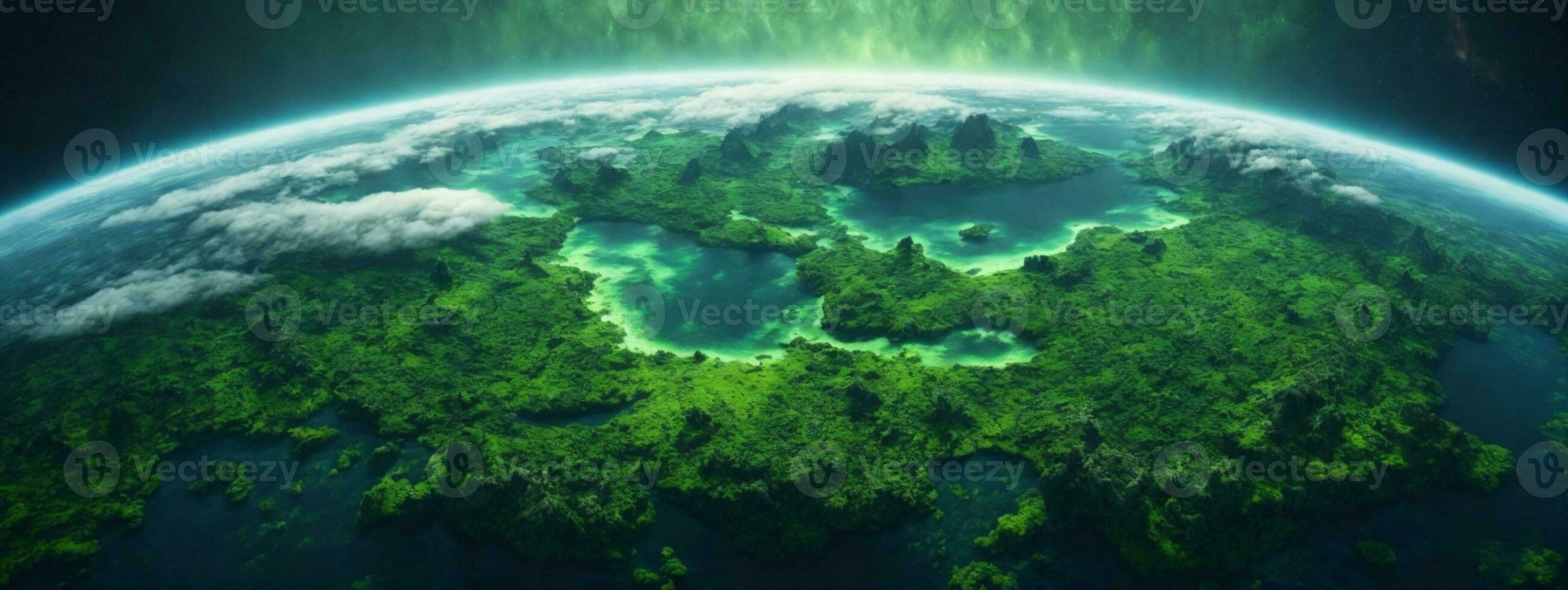 Green planet - Earth. AI generated photo