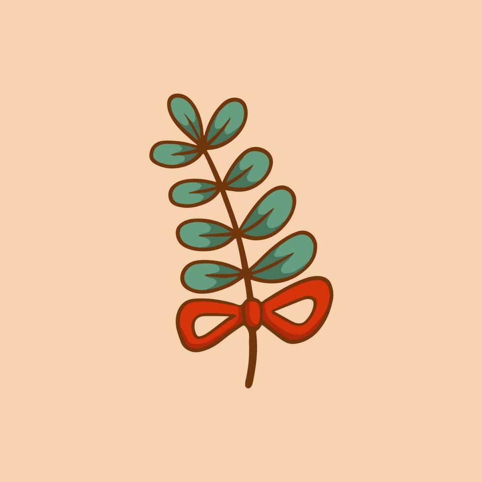 Christmas Plant Ornament Symbol. Social Media Post. Christmas Decorative Vector Illustration.