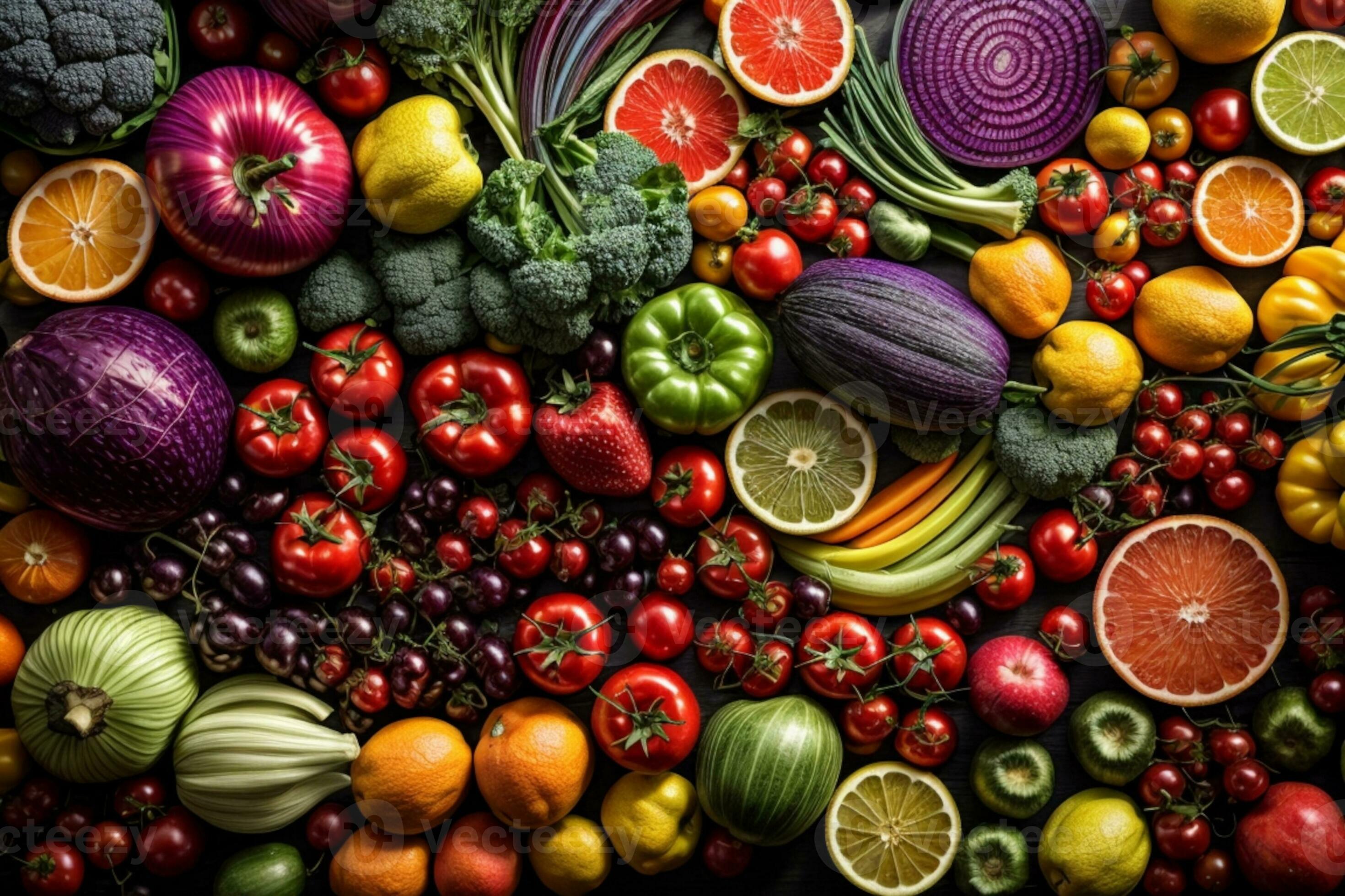 Vegetables and fruits background.. AI generated 29268662 Stock Photo at