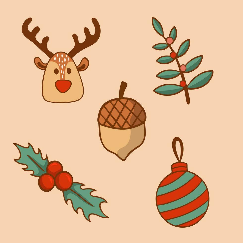 Christmas Decoration Item Collection Set. Social Media Post. Christmas Ornament Vector Illustration.