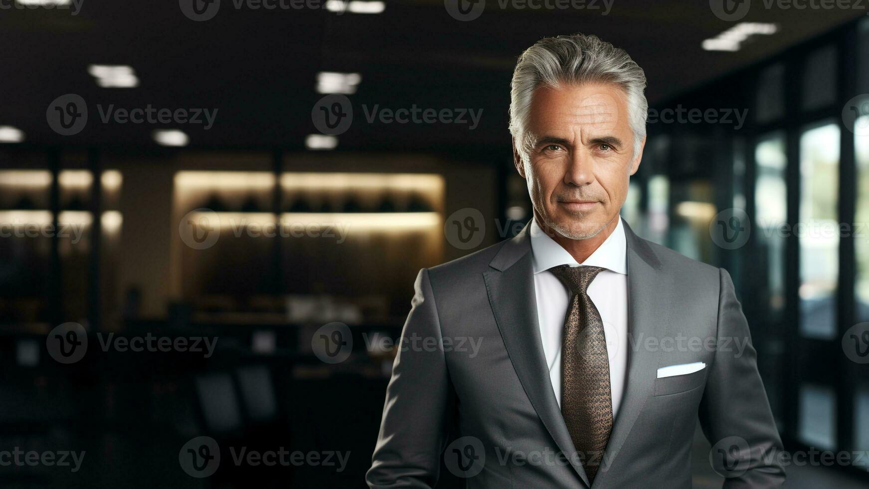 Confident and Elegant Handsome Middle-Aged Businessman Strikes a Pose, AI Generative photo