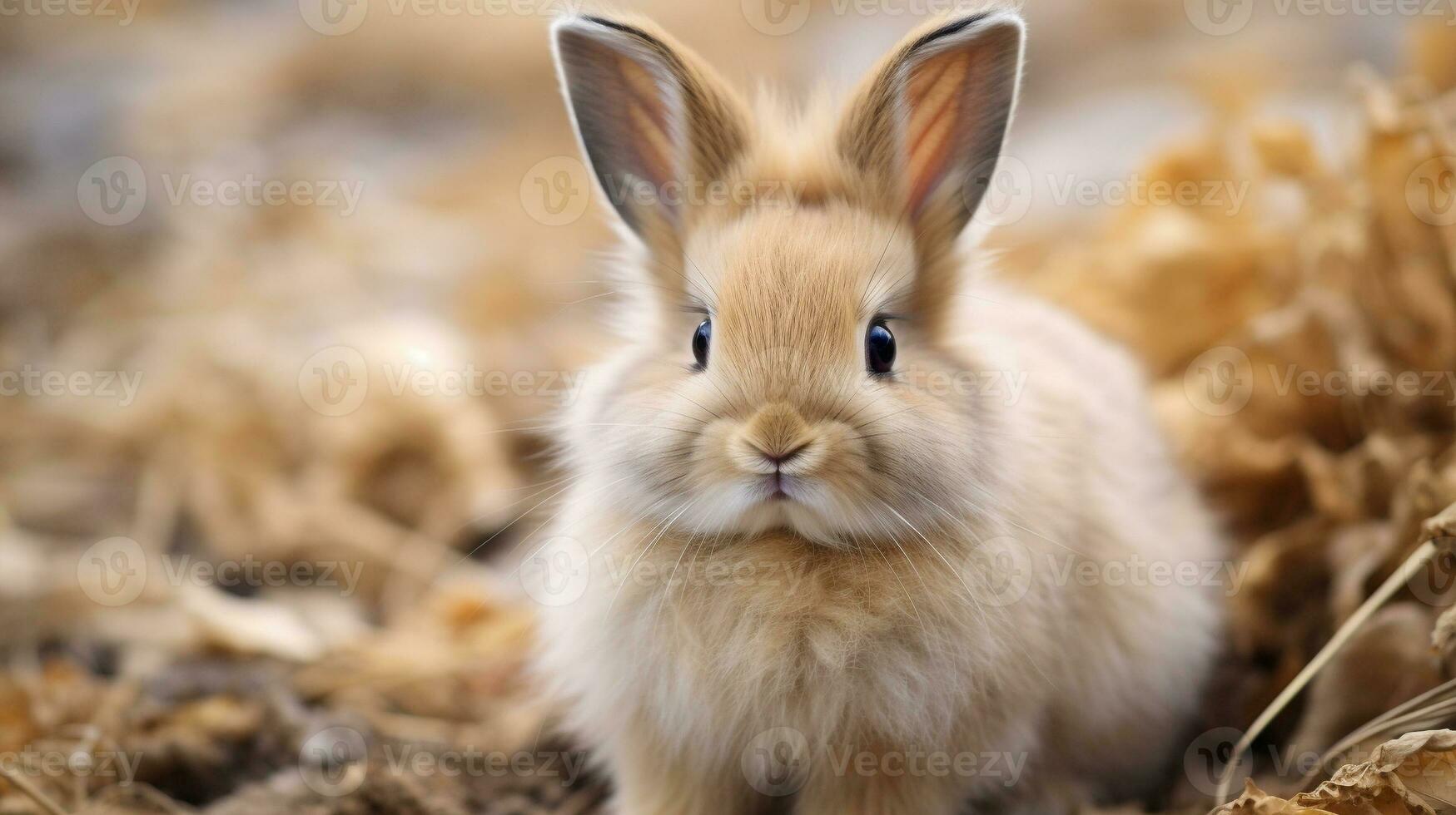 Enchanting Elegance Fuzzy Bunny with Velvet Fur, AI Generative photo