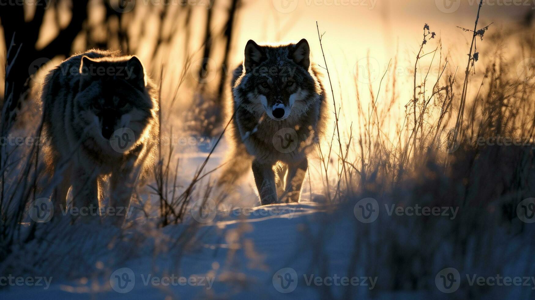 Hunters at Dusk Twilight Pursuit, AI Generative photo