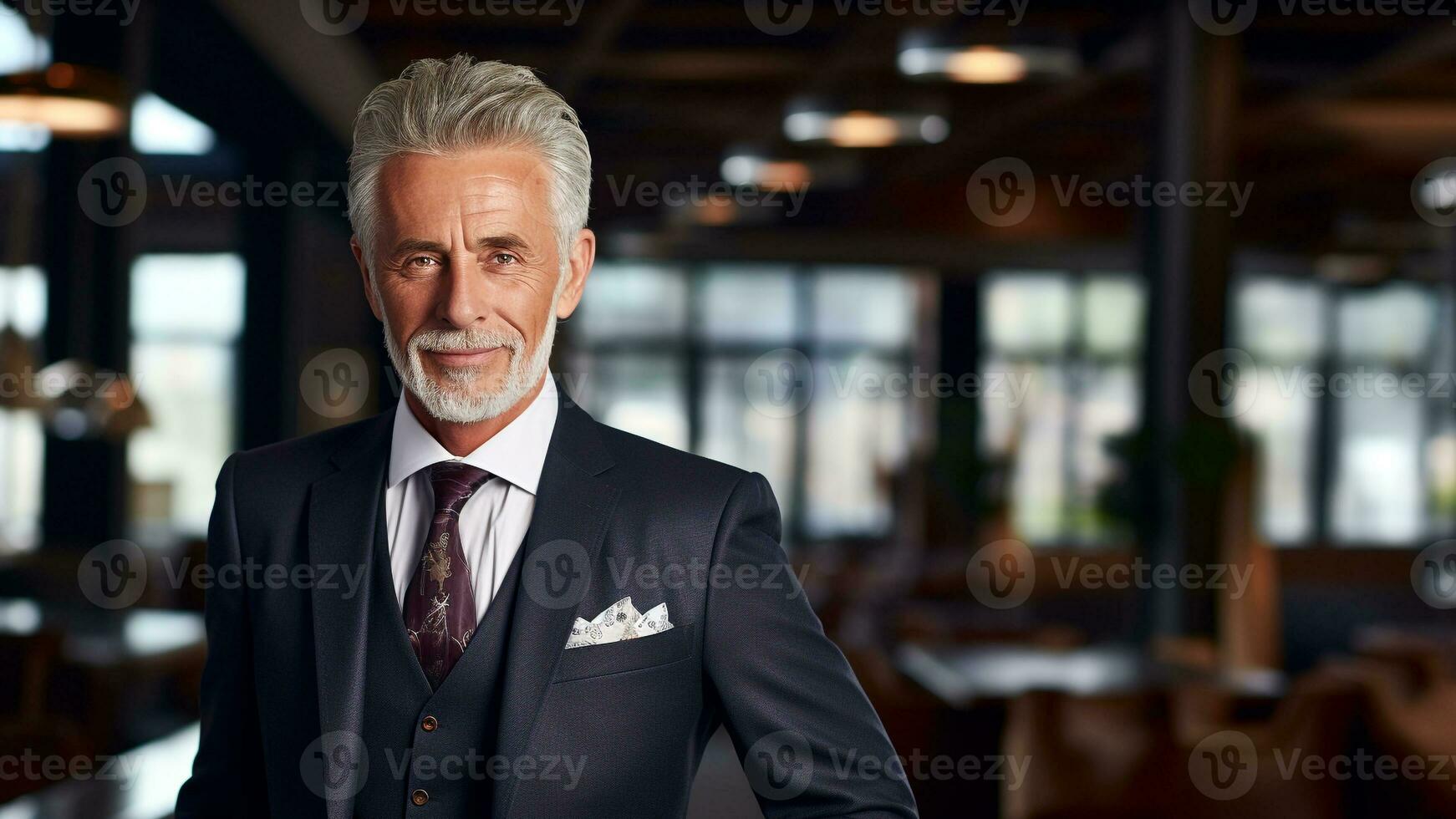 Confident and Elegant Handsome Middle-Aged Businessman Strikes a Pose, AI Generative photo
