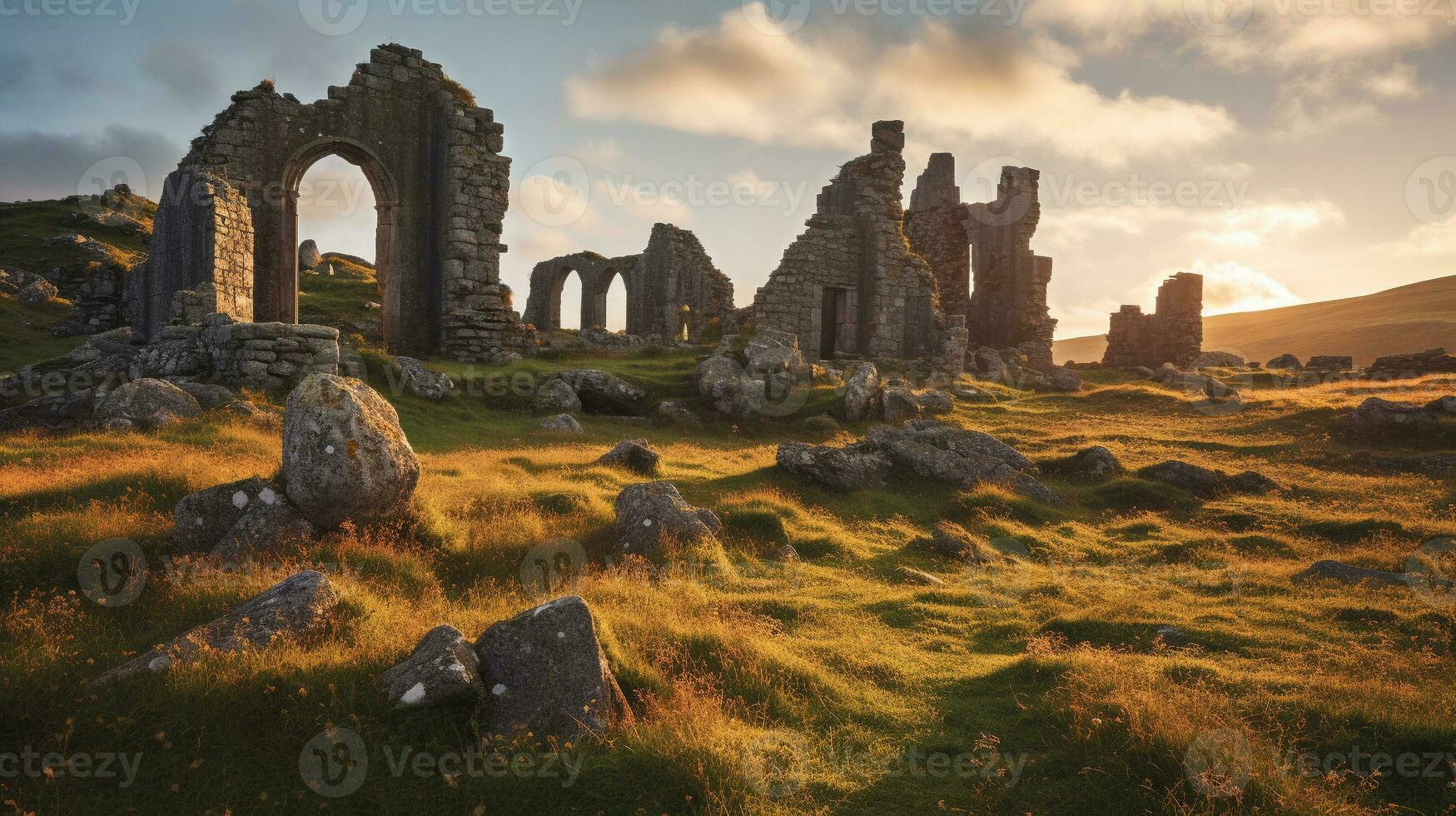 Generative AI, Ancient Ruins Combine landscapes with historical element photo