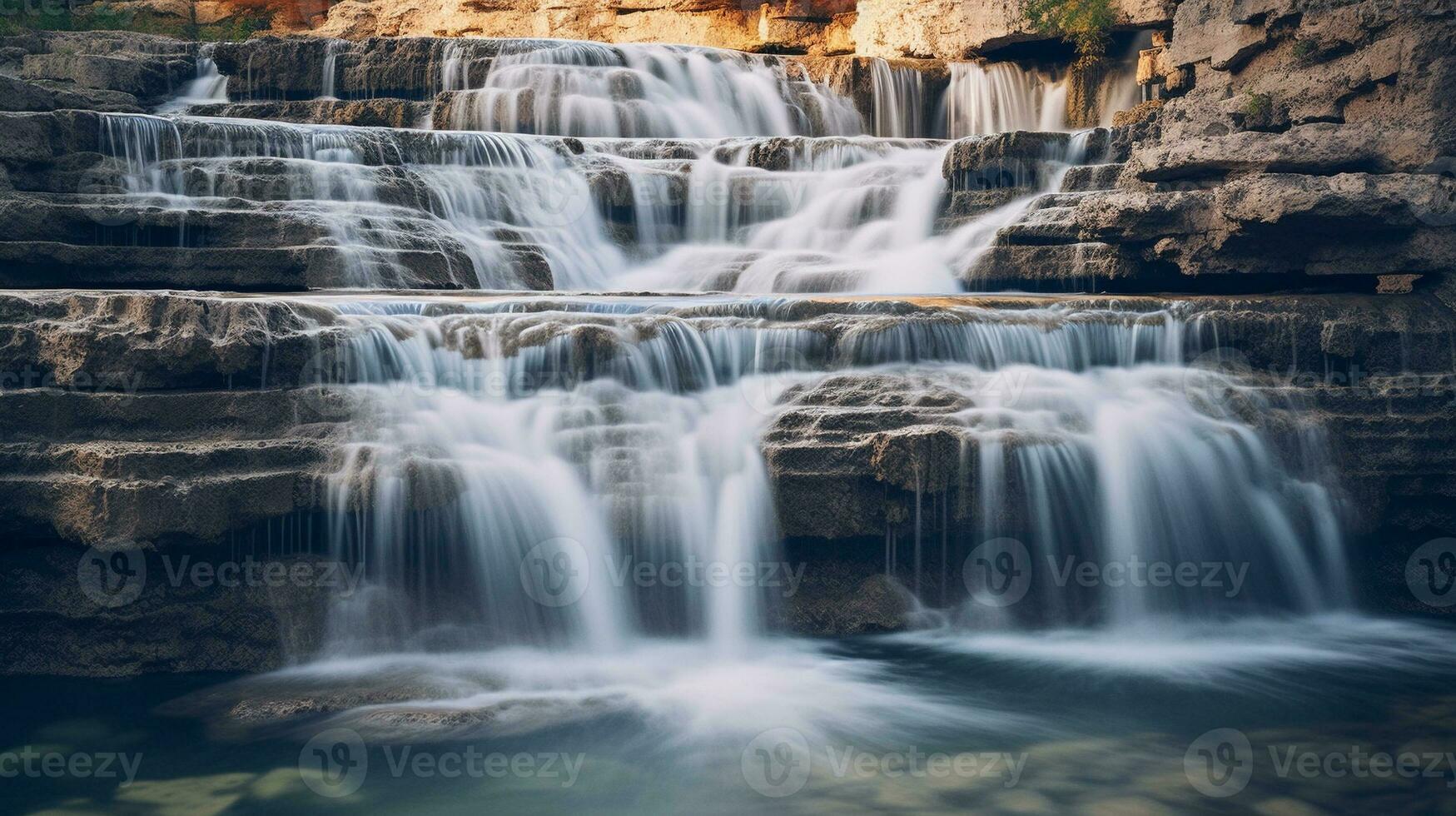 Generative AI, Cascading Symphony Capturing the Graceful Flow of Waterfalls photo