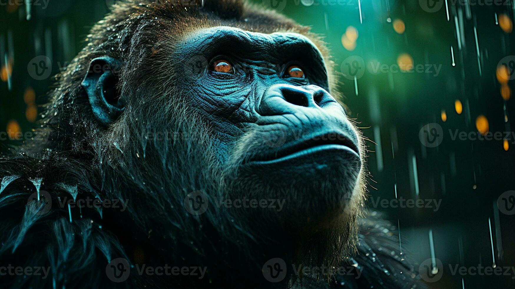 Majestic Gorilla Amidst the Verdant Forest, AI Generative photo