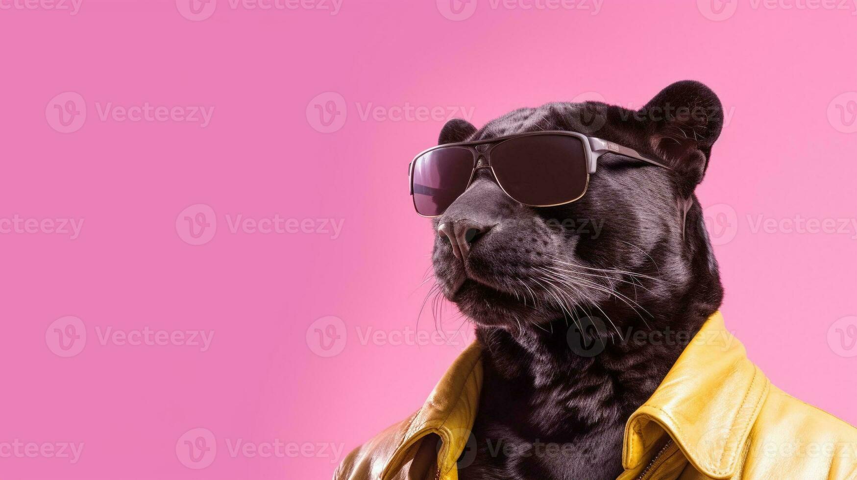 Generative AI, Sunglasses Vibes Black Panther on a Pastel Adventure photo