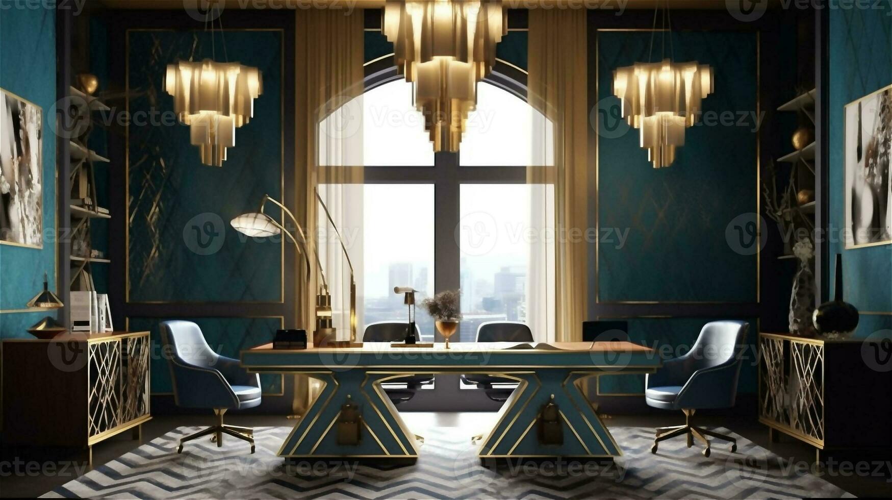 Generative AI, Glamorous Art Deco Home Office 29269212 Stock Photo at