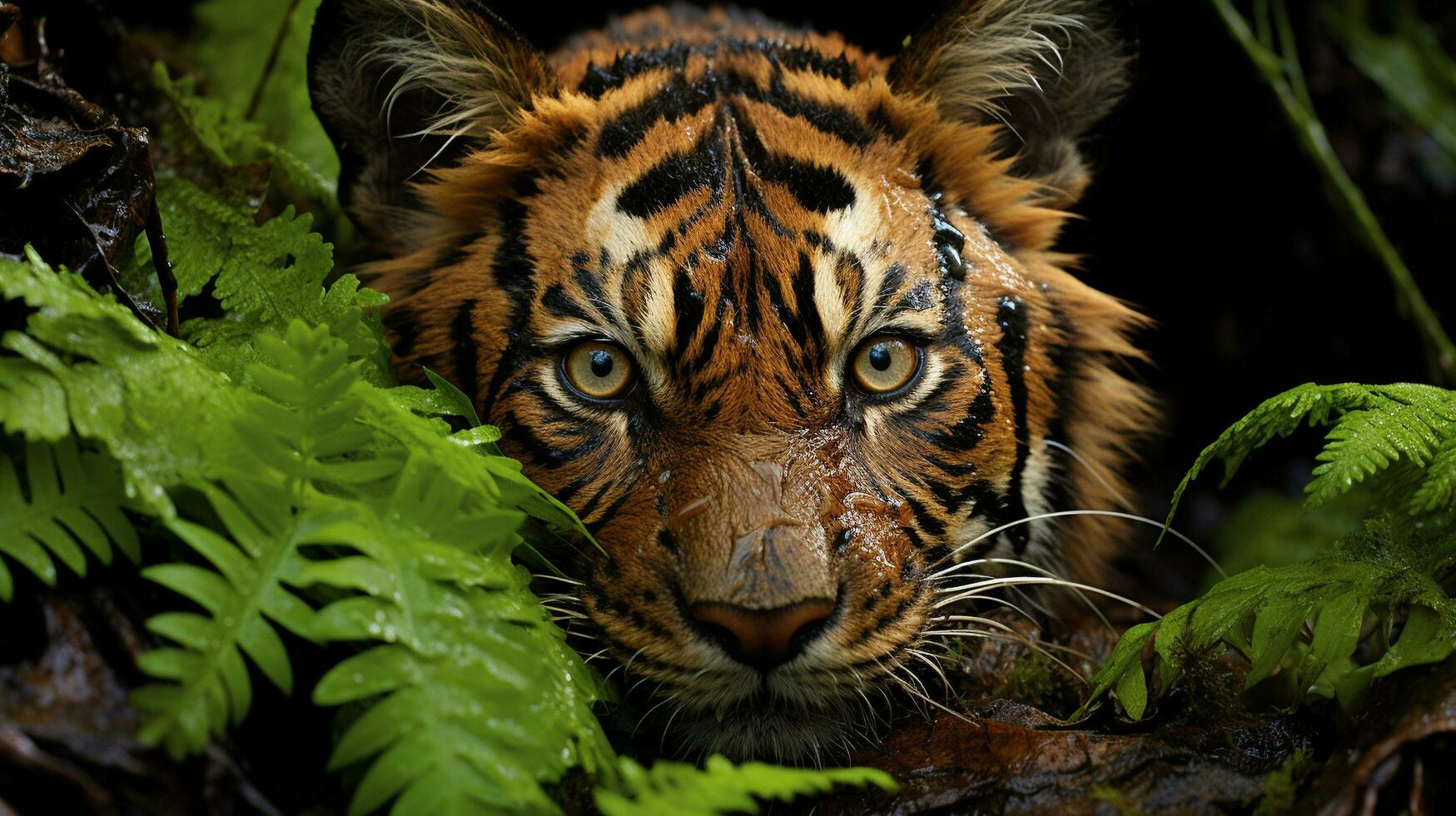 Majestic Tiger in the Enchanting Rainforest, AI Generative photo