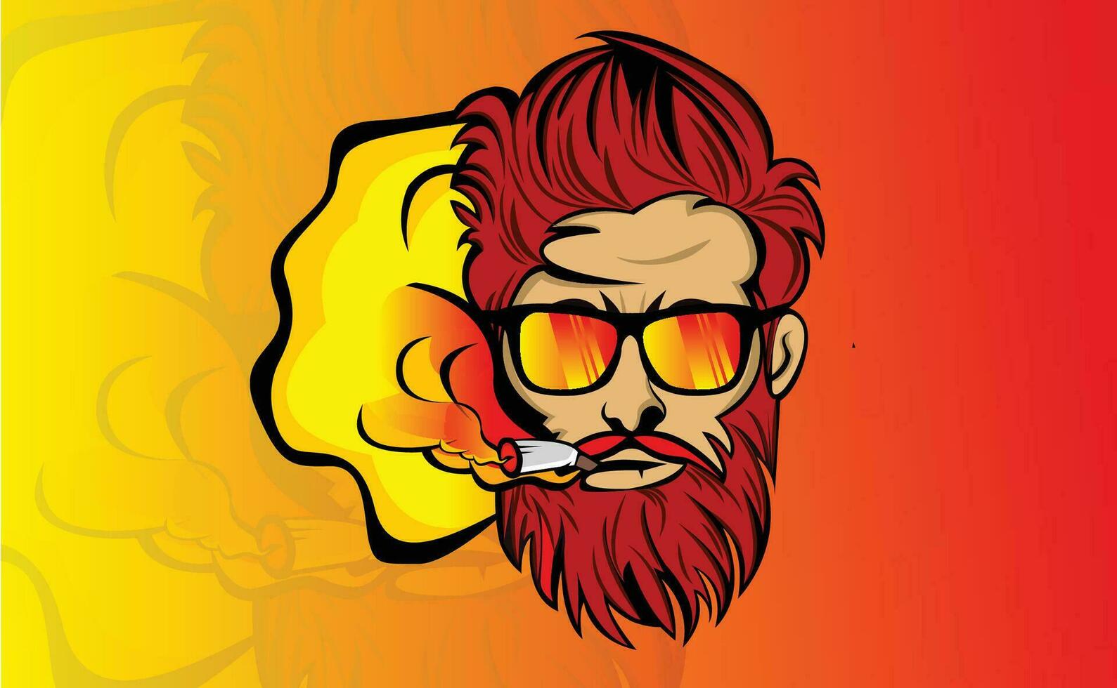smoke shop beard man vector