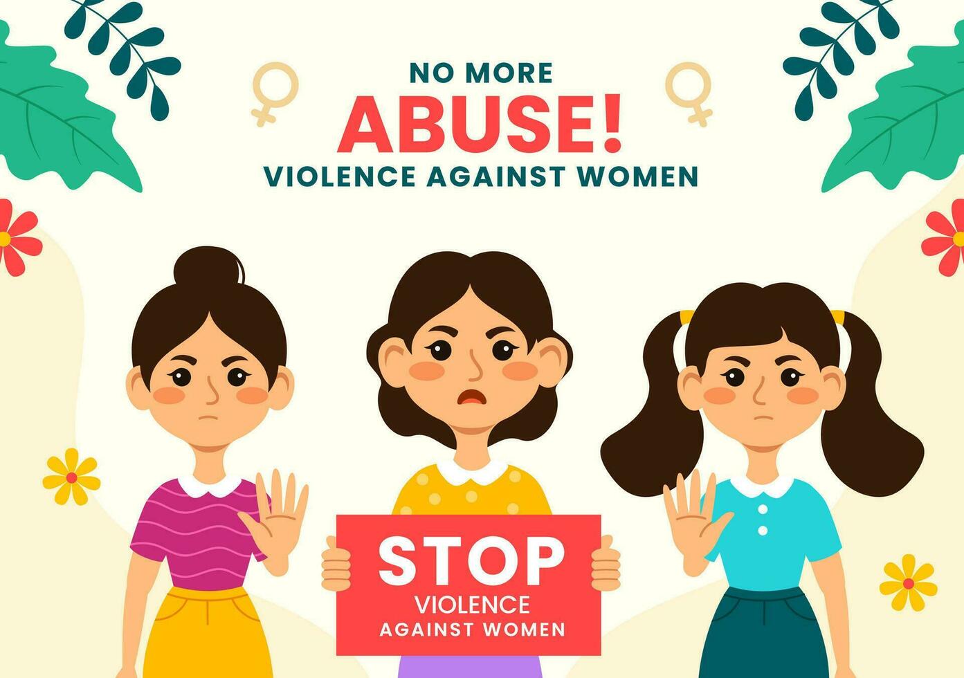 Violence Against Women Social Media Illustration Flat Cartoon Hand Drawn Templates Background vector