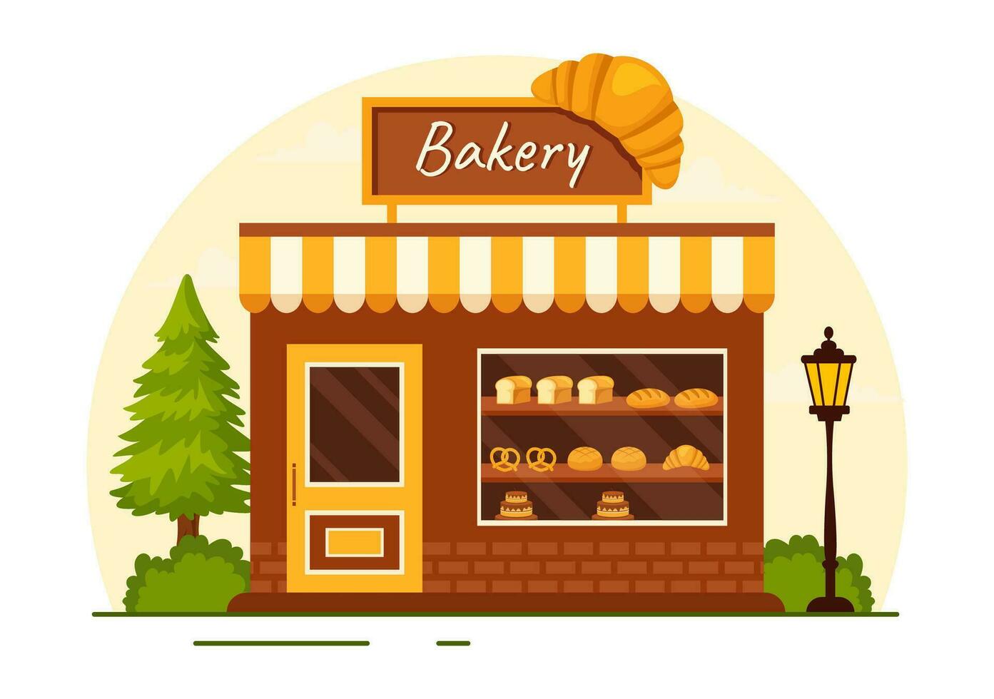 panadería Tienda vector ilustración con varios tipos de un pan productos para rebaja y tienda interior en plano dibujos animados antecedentes diseño modelo