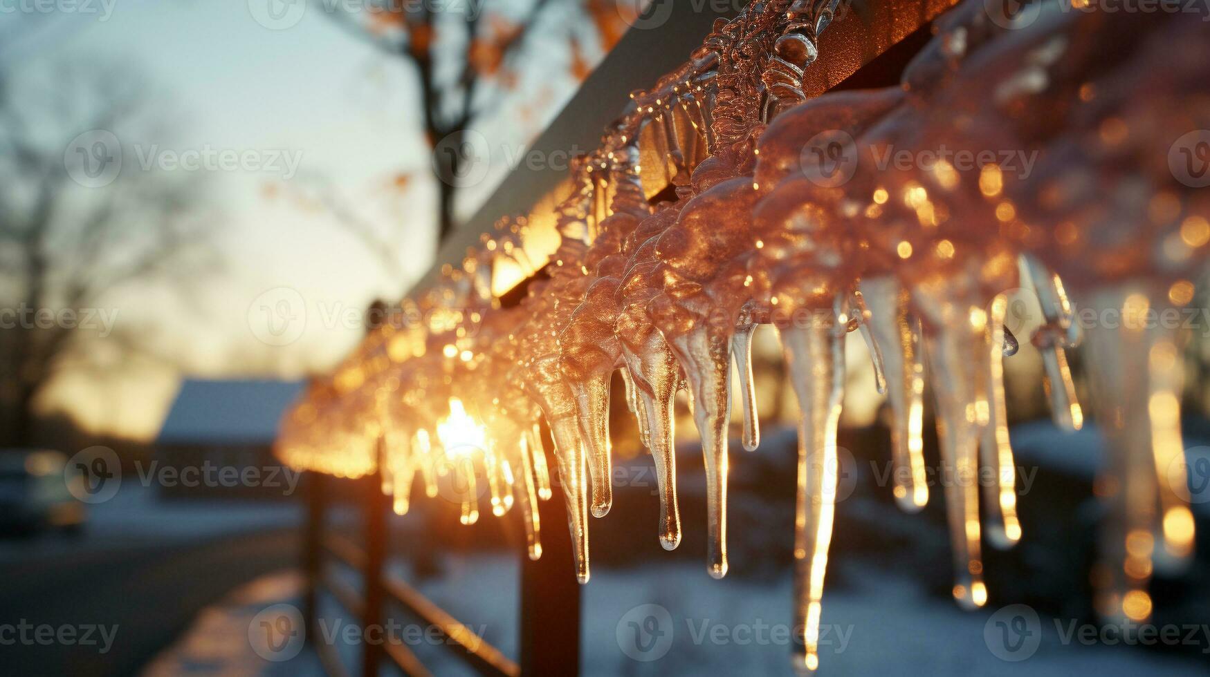 Icicles Nature's Frozen Masterpieces, AI Generative photo