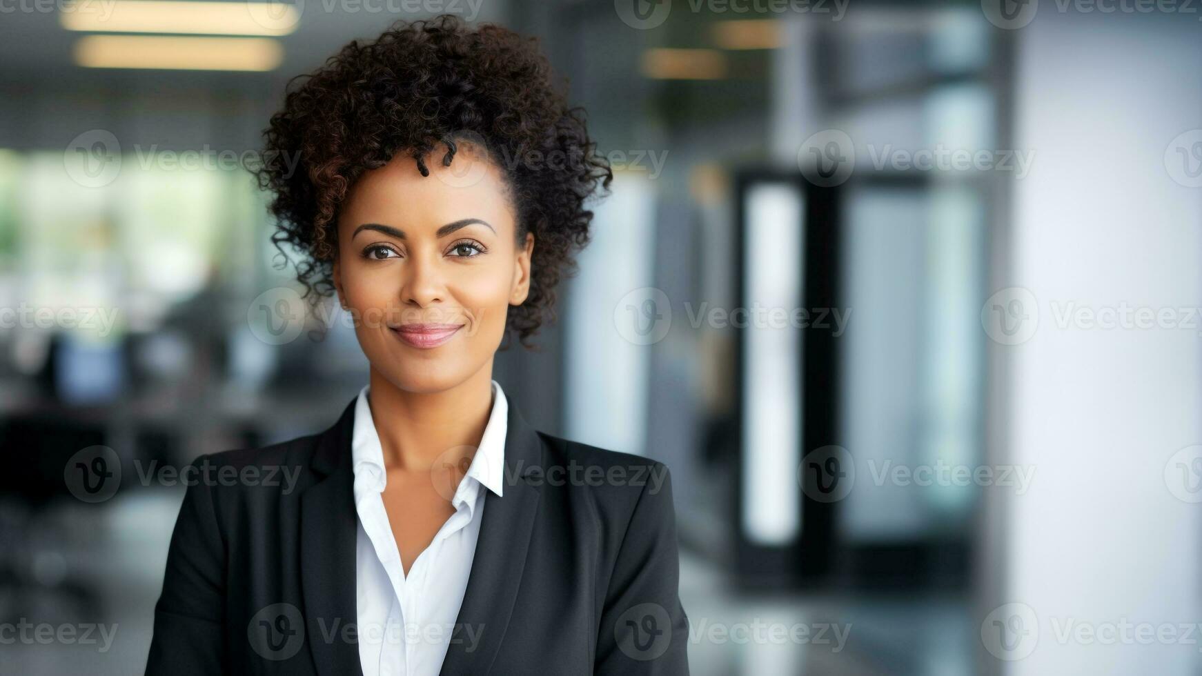 Confident African American Businesswoman in Work Attire, AI Generative photo