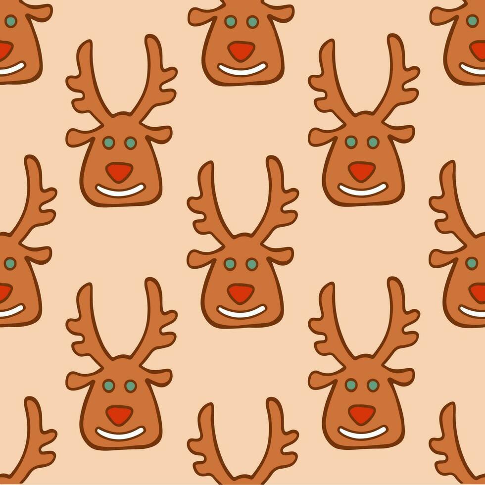 Christmas Santa Reindeer Pattern Background. Social Media Post. Christmas Decoration Vector Illustration.