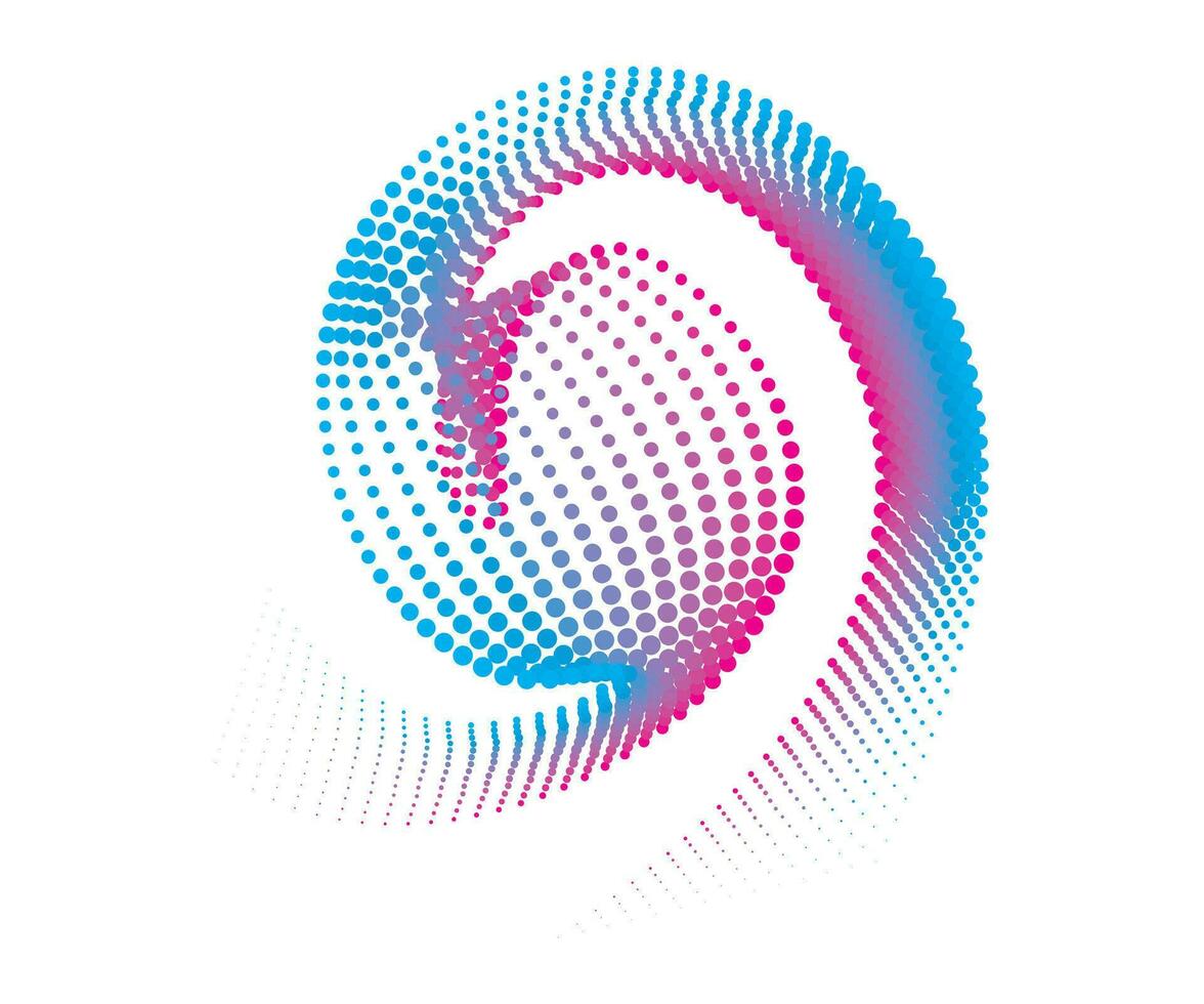 abstract background with circles  dot pattern with blue and pink colors, dot cmyk black gradient symbol logotype circular shape spiral halftone circle round abstract circle vector
