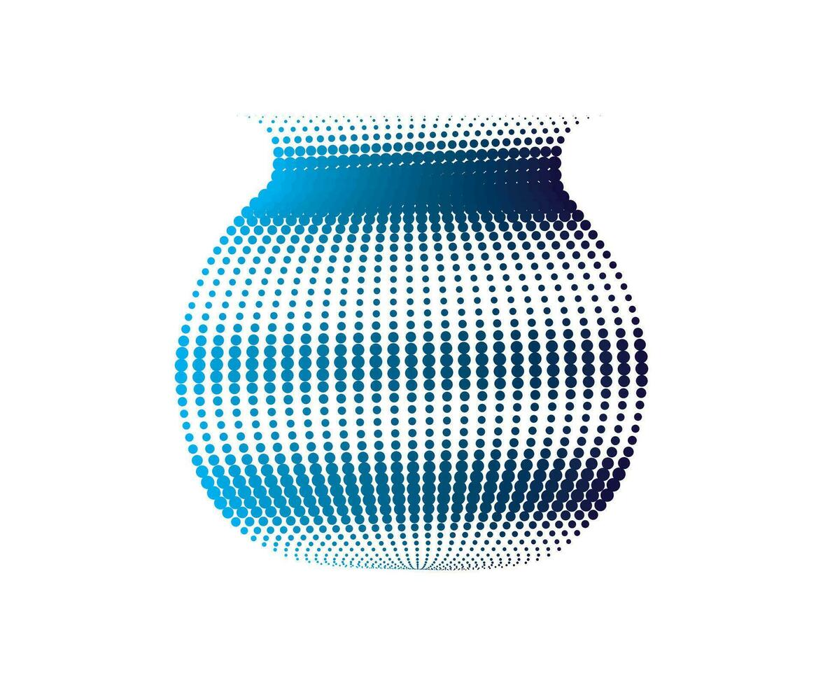 un azul florero con un punteado modelo en él, un azul y rosado remolino logo, un circular punto modelo con azul y rosado colores, punto cmyk negro degradado símbolo logotipo circular forma espiral trama de semitonos circulo vector