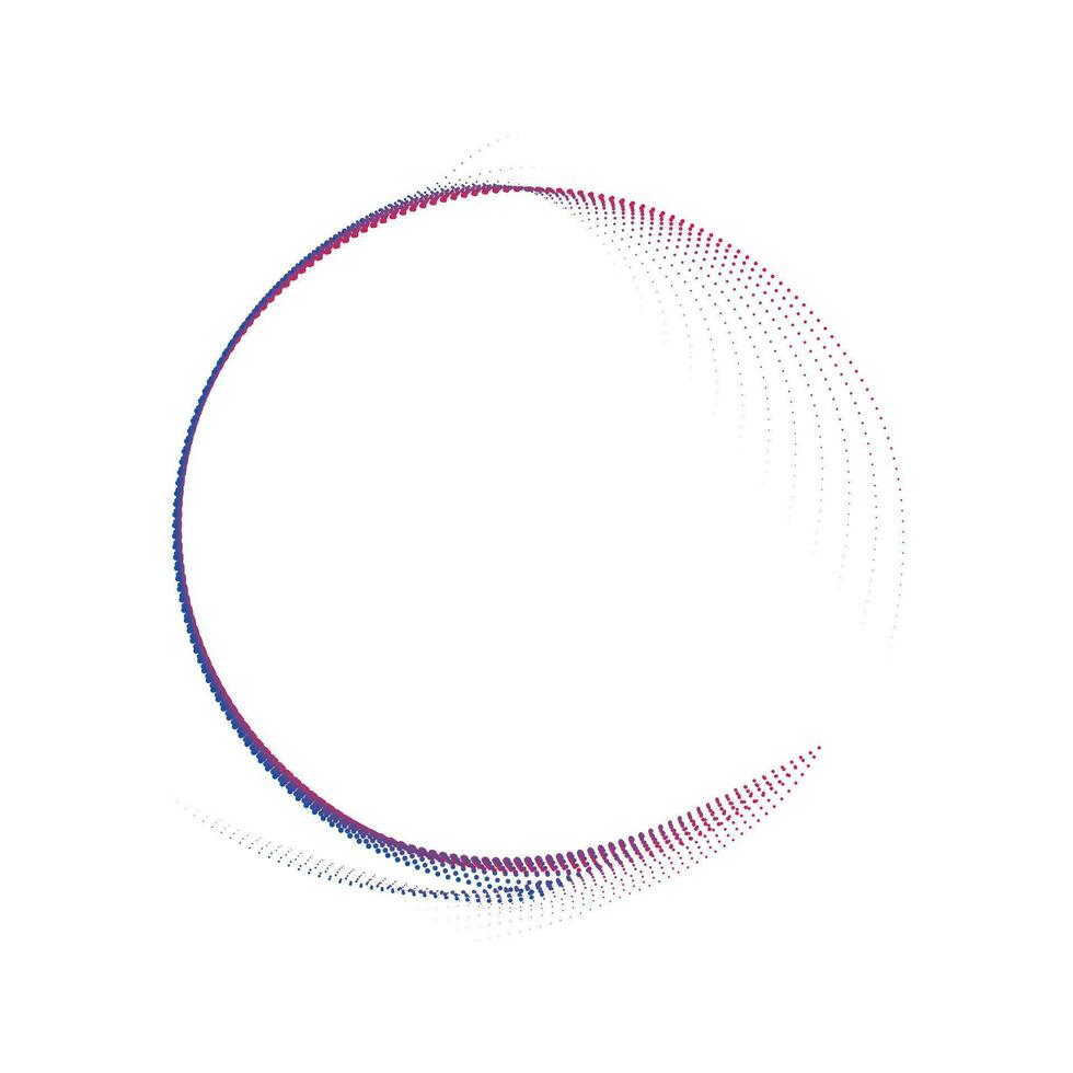 un circulo con un rojo y azul diseño, un azul y rosado remolino logo, un circular punto modelo con azul y rosado colores, punto cmyk negro degradado símbolo logotipo circular forma espiral trama de semitonos circulo vector