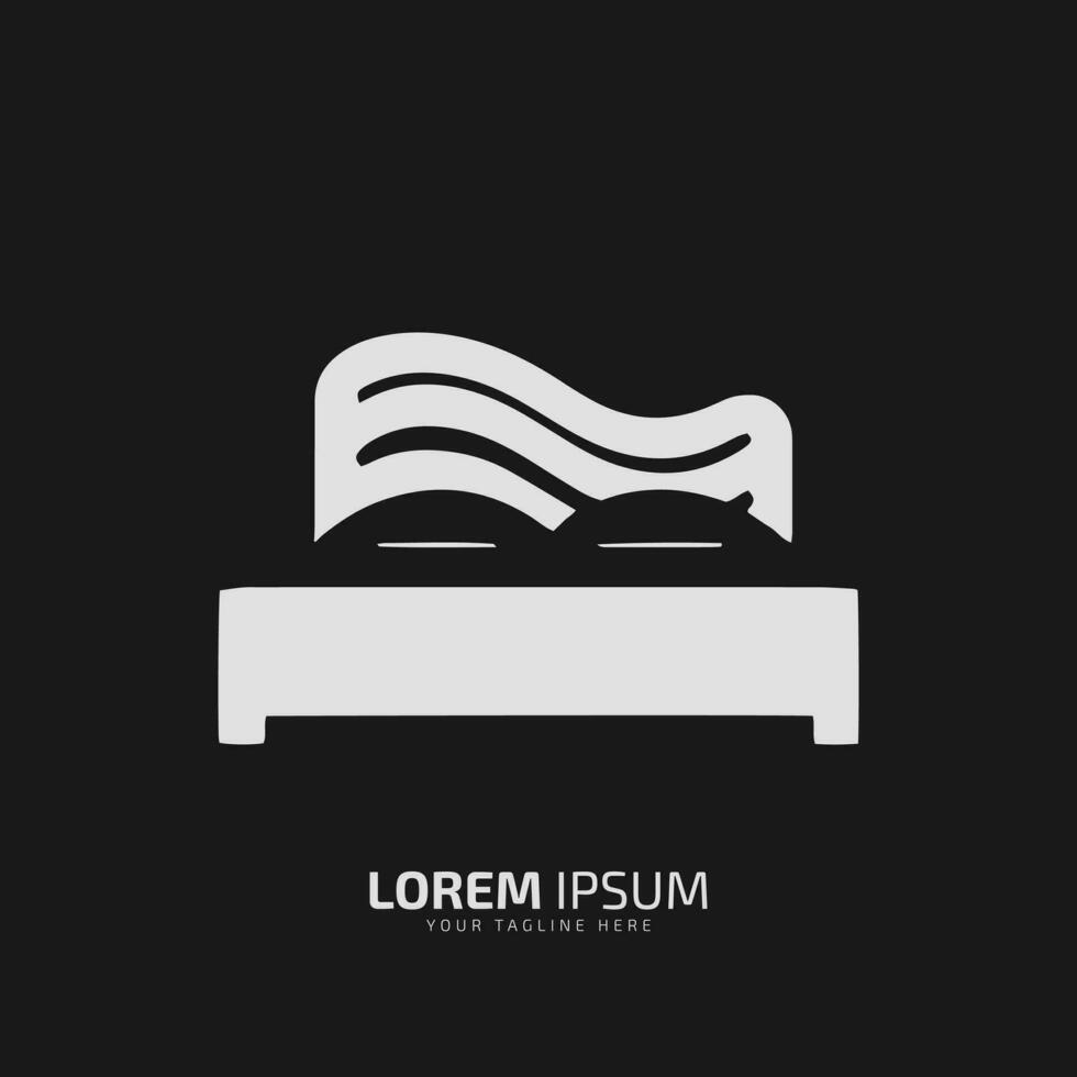 minimal bed logo bed icon Isolated on a dark background. vector