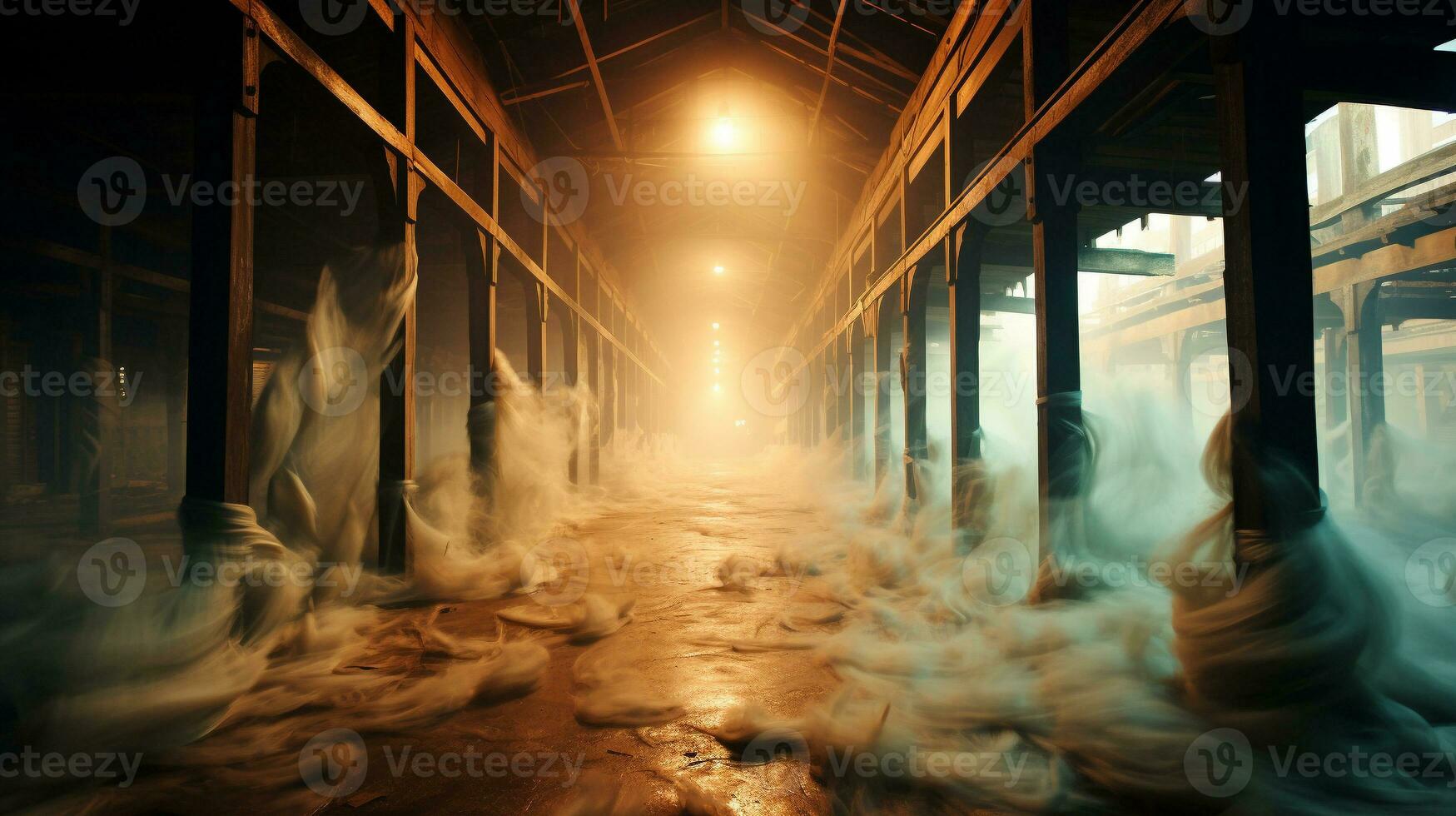Generative AI, Haunting Long Exposure of an Empty Room photo