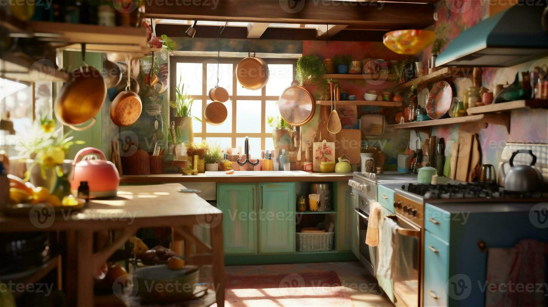 Generative AI, Bohemian Bliss A Colorful and Eclectic Kitchen Design photo