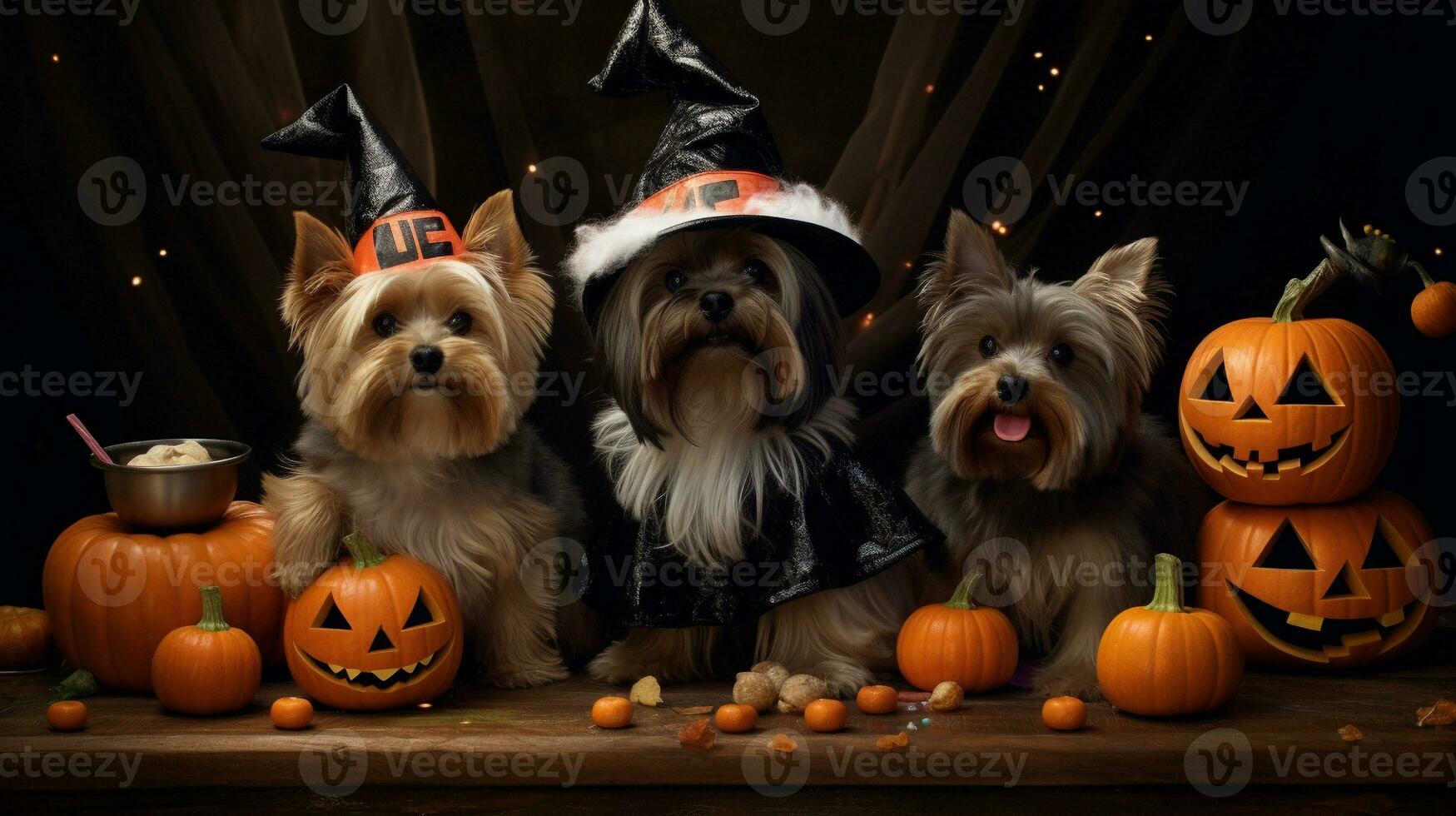 Furry Friends in Spooky Attire, AI Generative photo