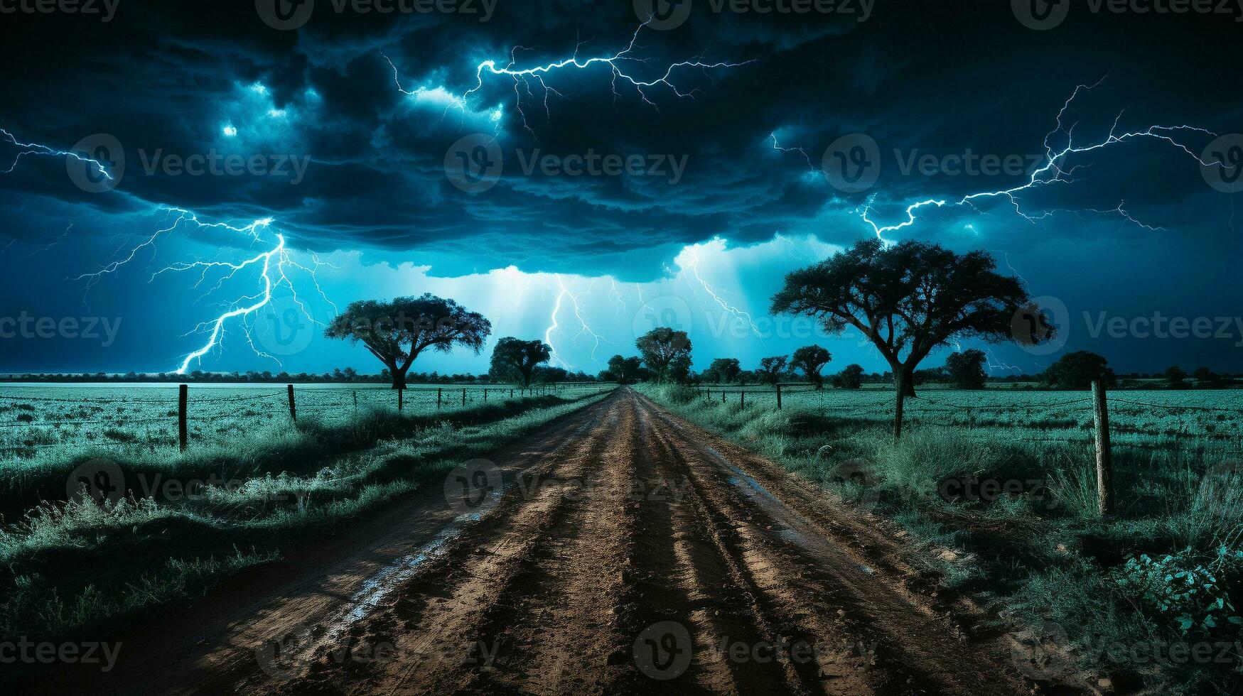 Summer Thunderstorm Lightning Strikes in Nature's Drama, AI Generative photo