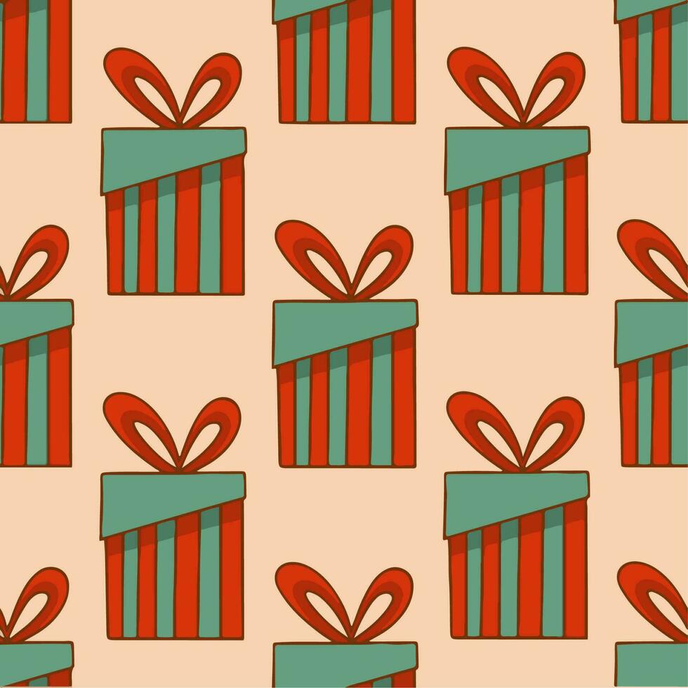 Christmas Gift Box Pattern Background. Social Media Post. Christmas Decoration Vector Illustration.