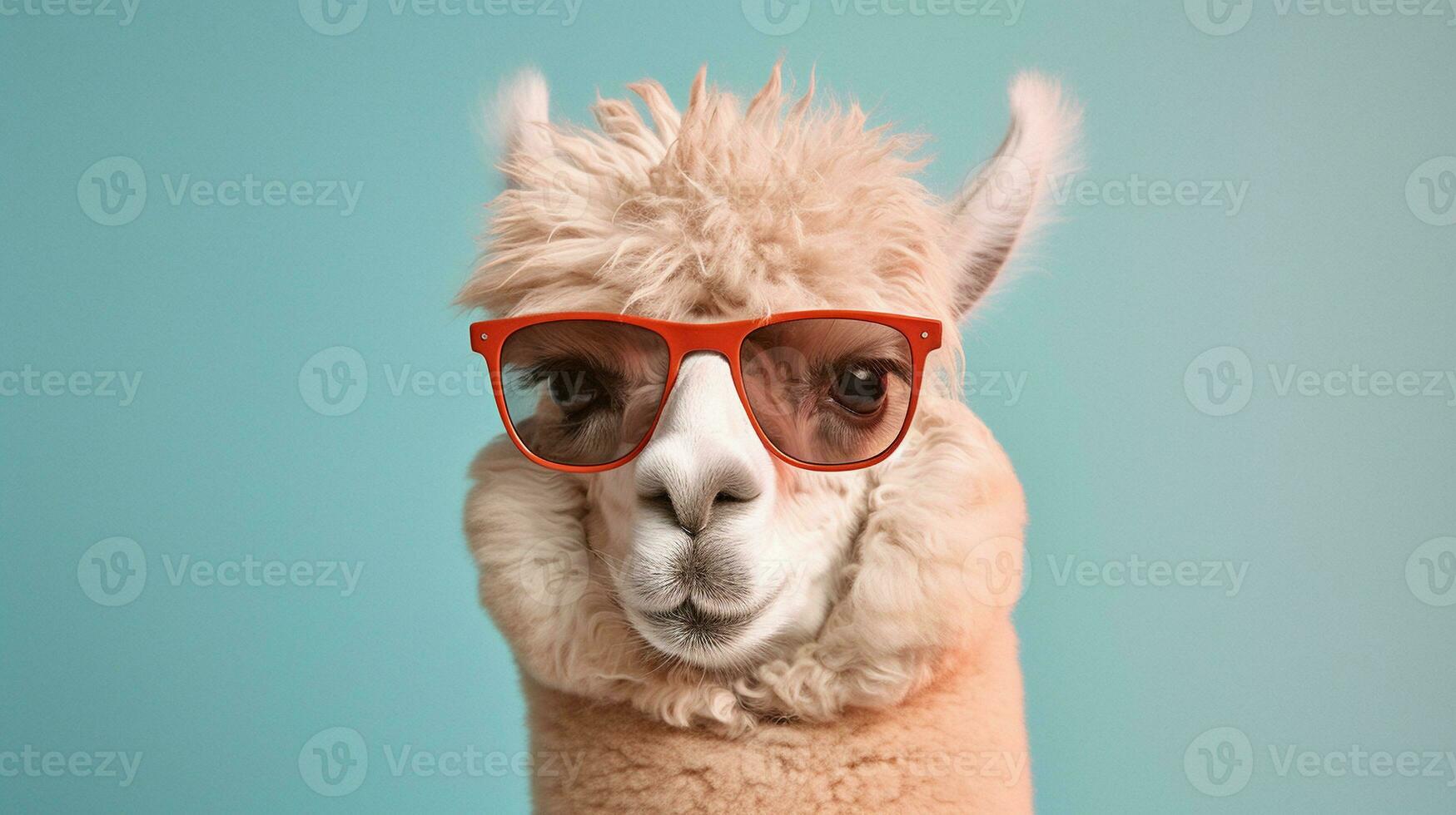 Generative AI, Alpacadorable A Stylish Alpaca Sporting Sunglasses photo