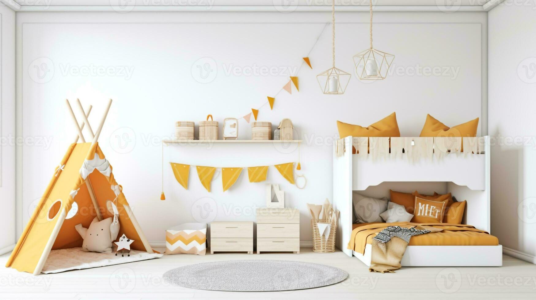 Adventurous Haven Playful and Colorful Kid's Room, Generative AI photo