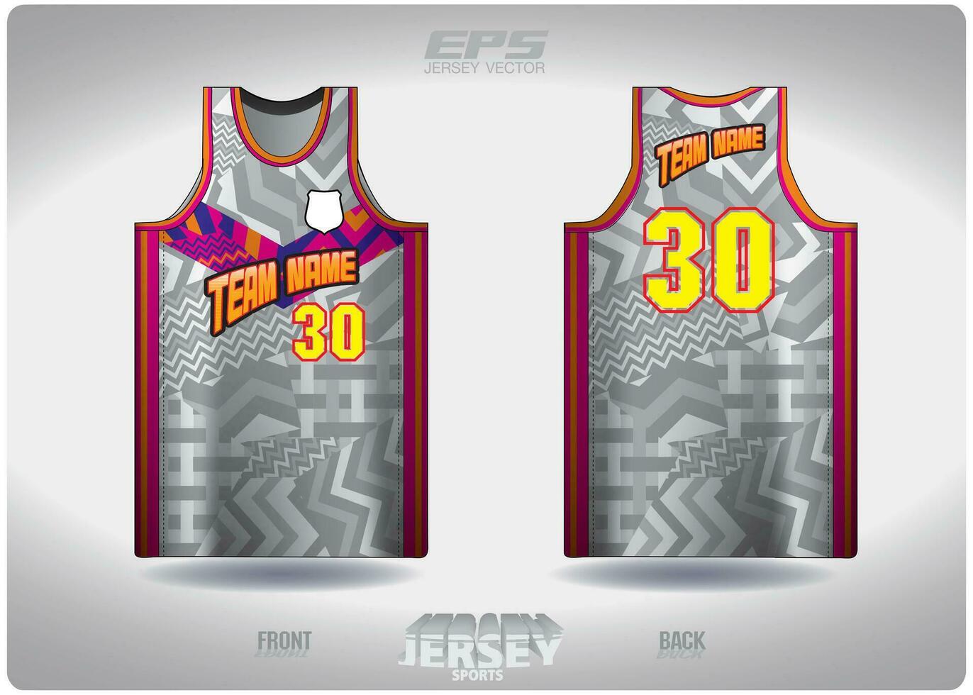 EPS jersey sports shirt vector.Black white zigzags colorful prints pattern design, illustration, textile background for basketball shirt sports t-shirt, basketball jersey shirt vector